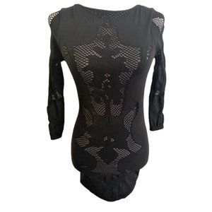 Free People Intimately Black Long Sleeve Body Con Dress/Tunic Size XS/S